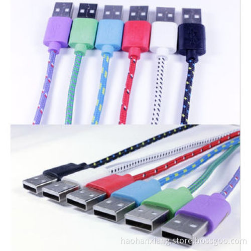 Most Popular Nylon Fabric USB Data Cable for iPhone 5/5S/5C